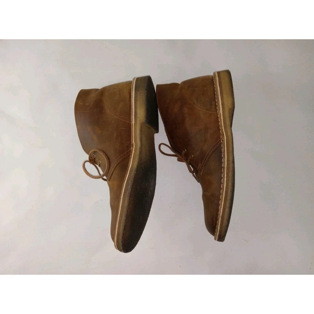 Clarks Collection Mens Size 9M Brown Leather Classic Desert Chukka Boots Shoe